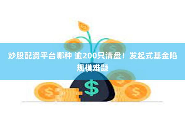 炒股配资平台哪种 逾200只清盘！发起式基金陷规模难题